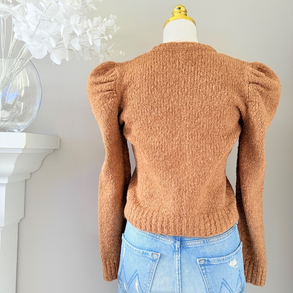 Derek Lam 10 Crosby Locken Puff Sleeve Sweater in Camel, Sz S - Picture 6 of 8
